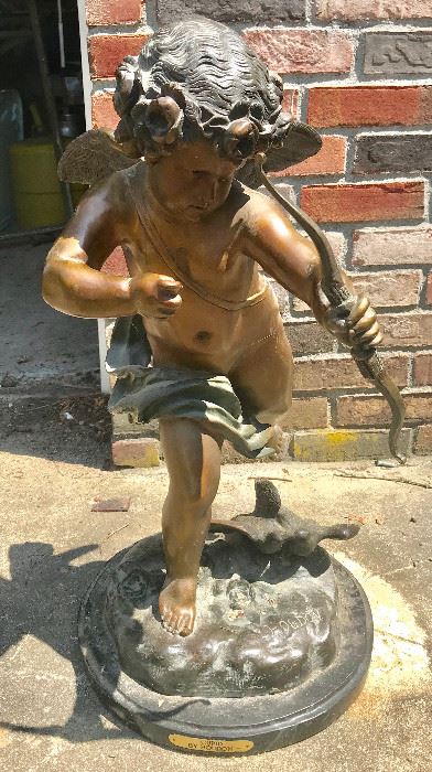 Houdin Signed Bronze Cupid Figurine