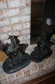 Remington bronzes w/ marble bases