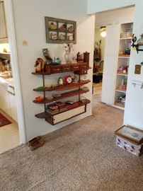Handmade wall shelving very very nice.  4 pieces can be used as one unit  or broke up  in different areas.  