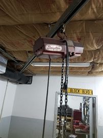 300 lbs Dayton Electric Chain Hoist on Monorail system.
