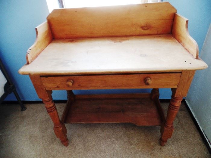 Slender rustic pine desk