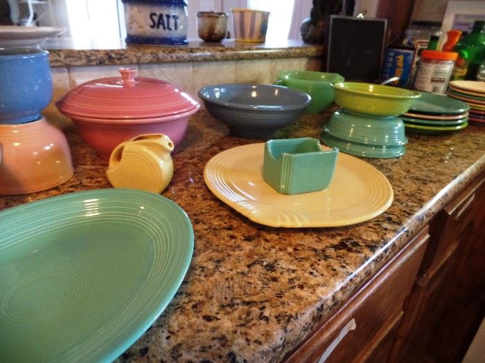 Lots of vintage Fiesta and Homer Laughlin dishes