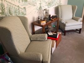 Reupholstered vintage Wing Back Chairs