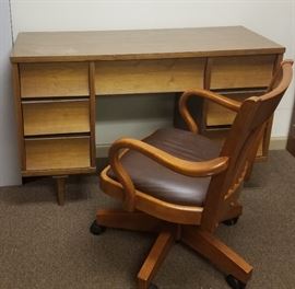 Wooden desk with wooden office chair