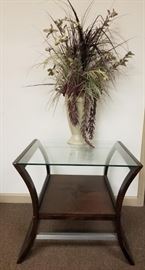 Wood end table wtih glass top