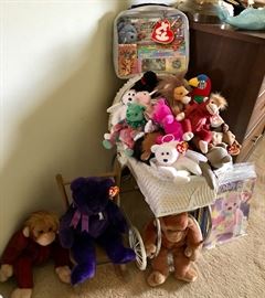 Collection of TY Beanie Babies & Stuffed Animals (More than Pictured), Baby Doll Carriage 