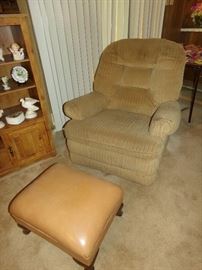 Rocker Recliner + Leather Ottoman