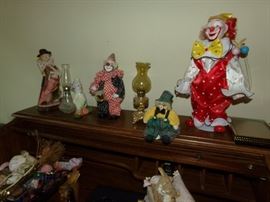 Clown Dolls + Glass Collectables