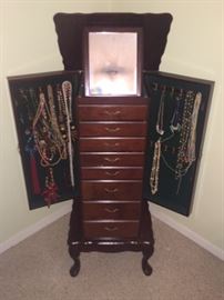 Jewelry chest with some of the HUGE amount of jewelry available at this sale