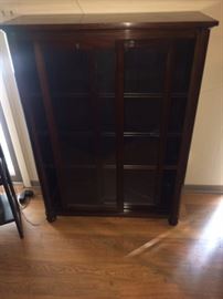 Unusual antique mahogany bookcase with sliding doors