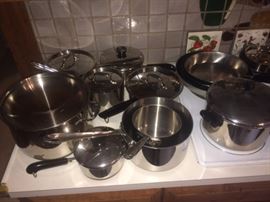 high quality cookware - several all clad pieces and revere ware