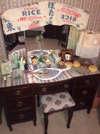 vintage mahogany vanity with stool