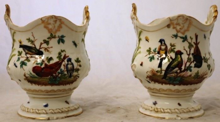 Pair Meissen painted vases