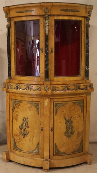 French Empire bow front corner cabinet