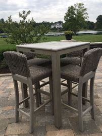 BROYHILL HIGH TOP PATIO TABLE AND 4 CHAIRS 