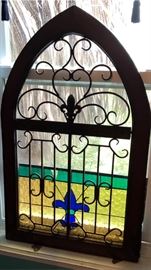 Decorative Gothic Arch and Stain Glass Fleur De Lis 