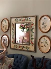 Hand-painted mirror and leafs.