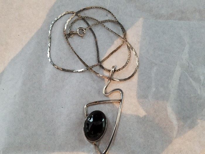 Onyx Pendant on Sterling Italy Chain