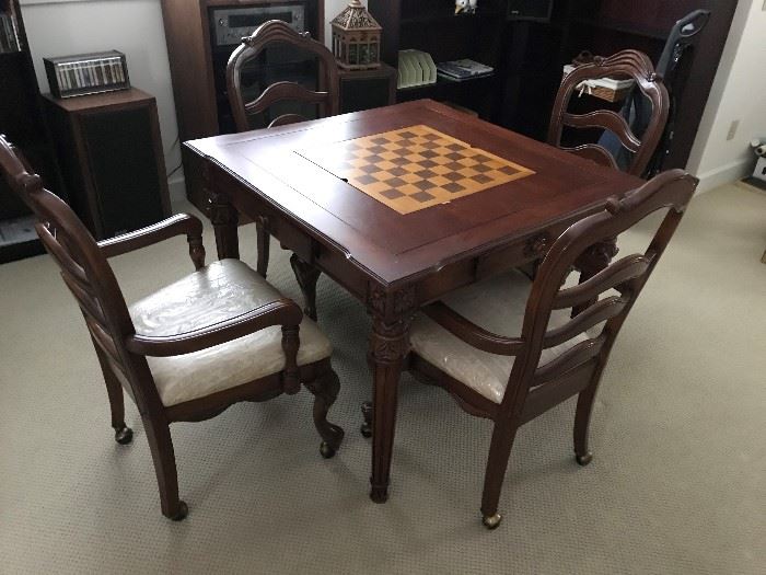 Gorgeous Game Table / 4 Rolling Chairs $ 395.00
