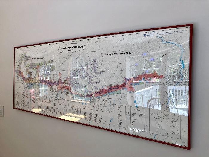 Framed map of the Vineyards of Bourgogne
