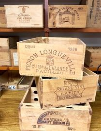 Lots of cool wooden wine boxes