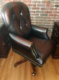 Bradington-Young Leather Office Chair with Nailhead Trim