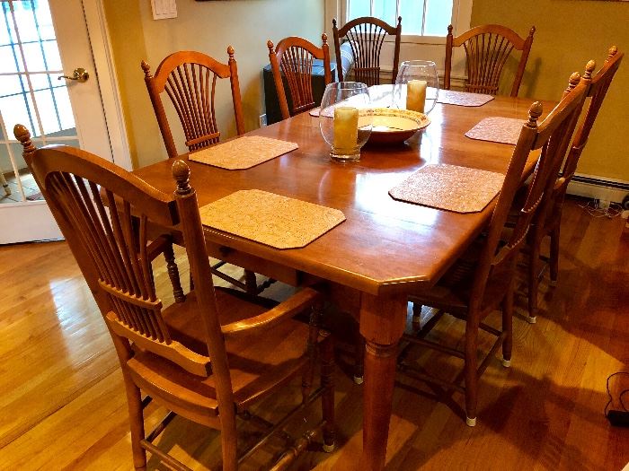 Solid Kitchen Dining Table with 8 Chairs