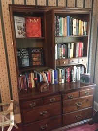Dresser with bookcase top.