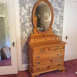 Pine dresser with mirror.