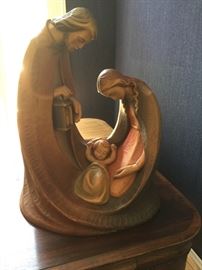 Hand carved in Italy wooden Holy Family.