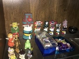 antique kachina dolls, antique beaded indian dolls