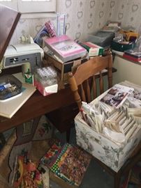 sewing patterns, supplies galore, notions, fabric...