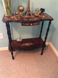 Nice inlaid console table with matching mirror