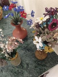 Hand beaded flowers created by Virginia Wilks