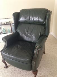 Green leather chair (as is)