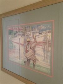 Pelican art - framed and matted