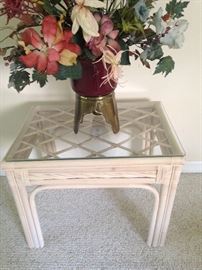 One of several side tables and artificial arrangements