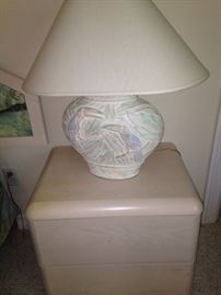 One of two side tables and lamps