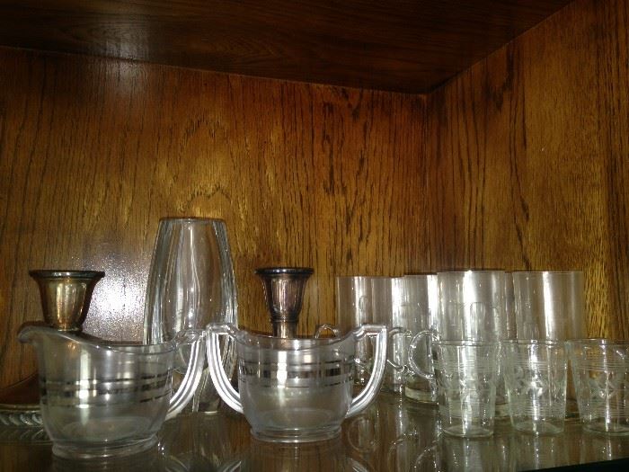Vintage glassware, creamer, and sugar