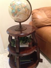 3-tier table; world globe