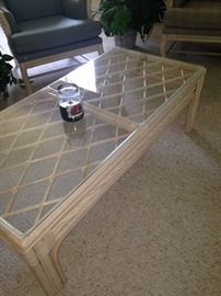Rattan coffee table matches the side table.