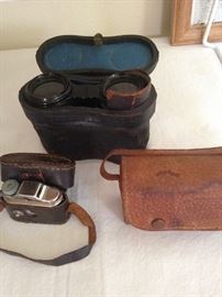 Vintage binoculars and camera