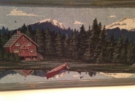 Framed fabric - camp scene