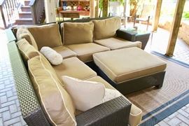 Beautiful Outdoor wicker with ottoman and all-weather cushions. Terrific set!