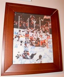 This is the US Olympic Hockey Team photo with all their signatures after their Gold Medal Win.
