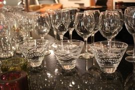 And these are hand-blown cocktail glasses. Nice!