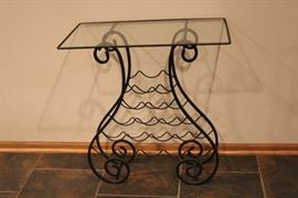 Wine Rack with glass top table. Perfect for an apartment or small area.