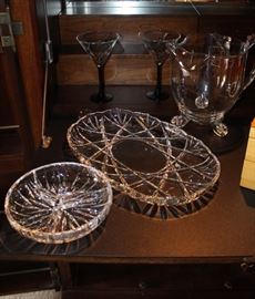 Crystal platter and relish tray. Nice.