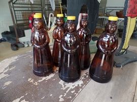 Vintage Mrs. Butterworth jars w/metal lids