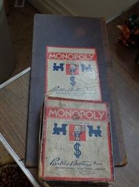 Vintage Monopoly game w/wood  playing pieces 